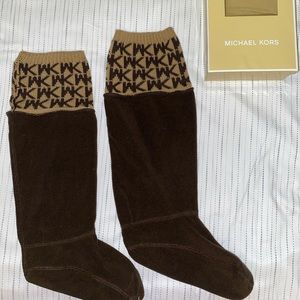 Warm Michael Kors Cuff Boot Socks Brown